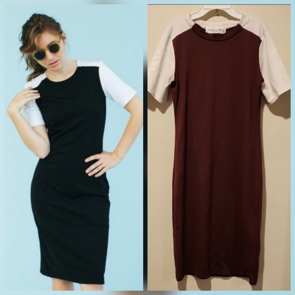 ❤️ SONNET JAMES TWO-TONE BURGUNDY MIDI PLAY DRESS, SMALL